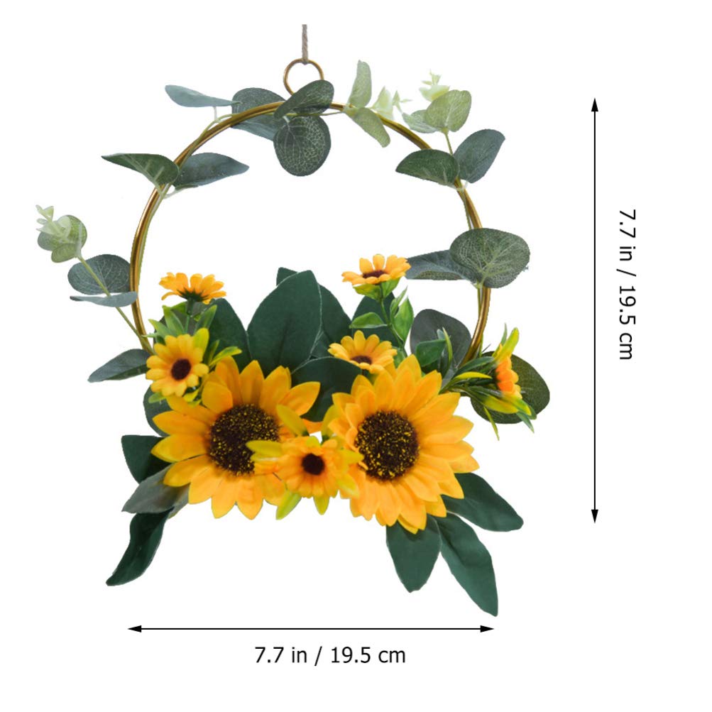 1PC Sunflower Garland Wreath Decor, Wedding Decoration Pendant, Wreath Artificial Wreaths fo Wedding, Festival Wreath Wall Hanging Decoration