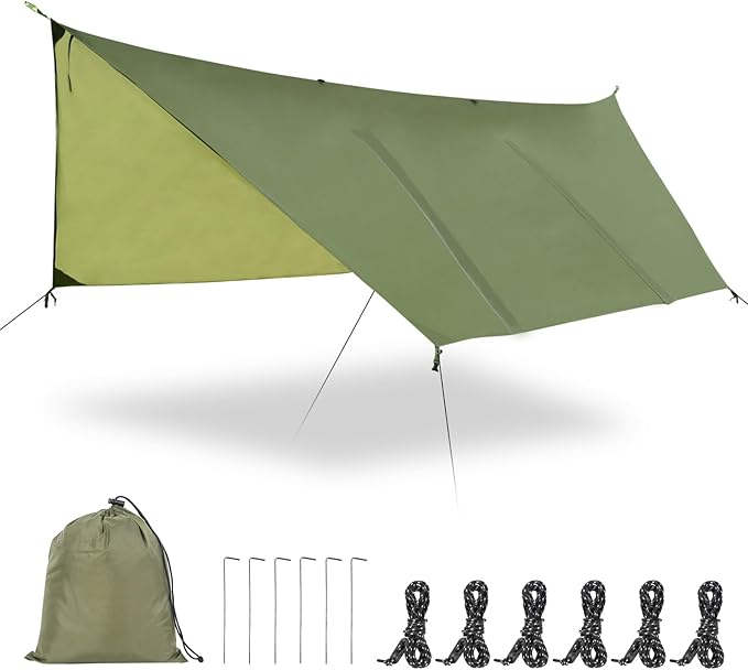 FIRINER Hammock Rain Fly Tent Tarp (11.5x9.5ft) Large Ultralight Camping Tarps Waterproof Portable Backpacking Multifuncti...
