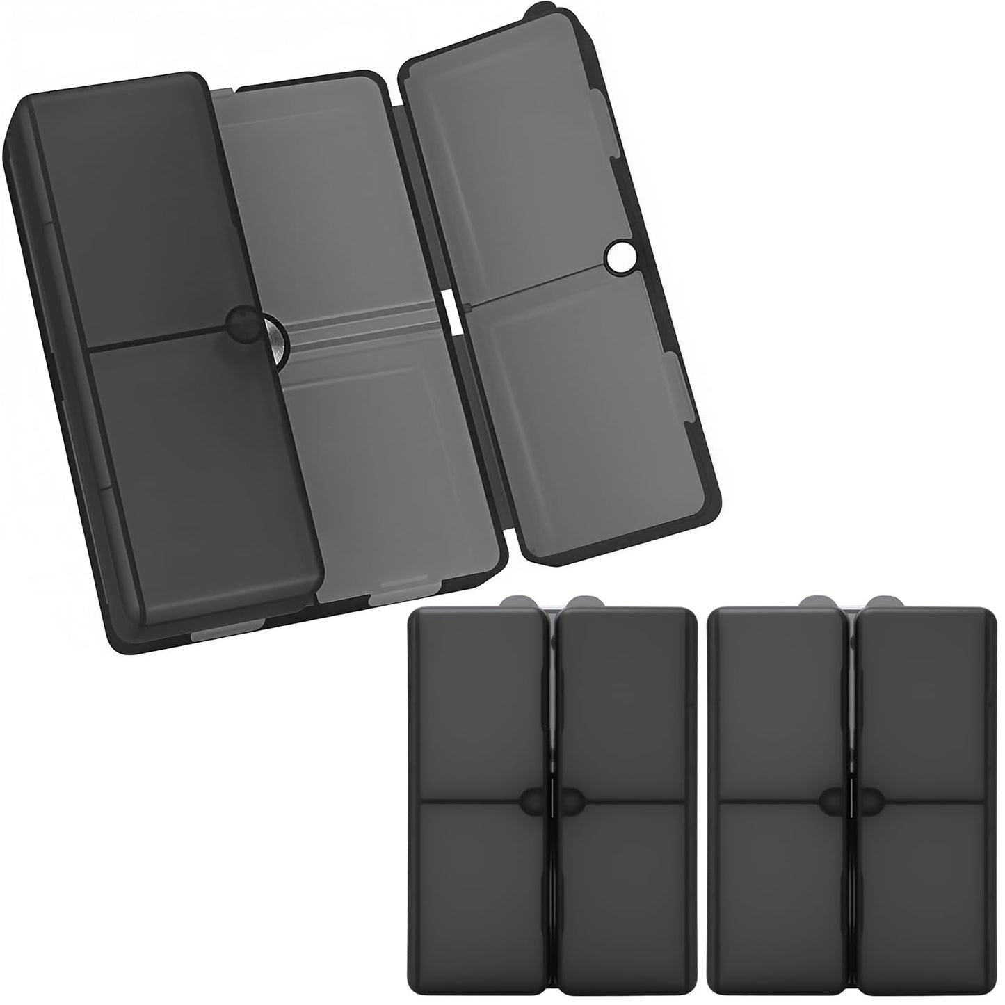 FYY Daily Pill Organizer,2 Pcs 7 Compartments Portable Pill Case Travel Pill Organizer,[Folding Design]Pill Box for Purse Pocket to Hold Vitamins,Cod Liver Oil,Supplements and Medication-Clear Black
