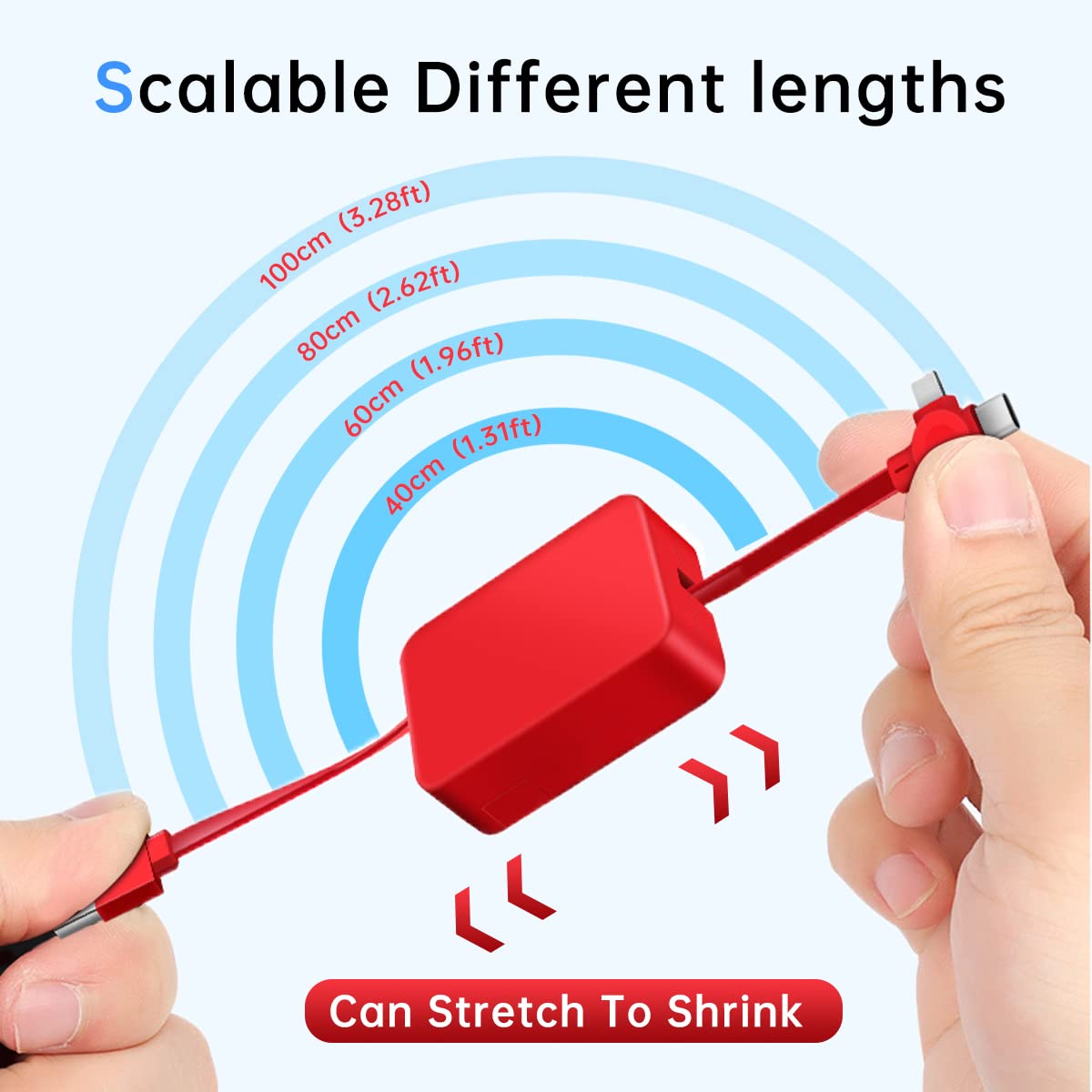 2 Pcs 3 In 1 Retractable Multi Charging Cable (3.28Ft) With Usb C/Micro Usb/Ip And Phone Stand, Festivals And Birthday Gift For