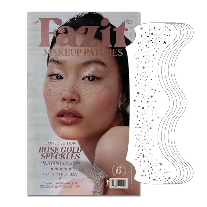 Fazit Makeup Patches - Rose Gold - Face Glitter Makeup Speckles - Glow Up Makeup Patches - Face Glitter Speckles Patches - Cute Glitter Makeup Accessories for Women - Cosmetic Glitter for Face