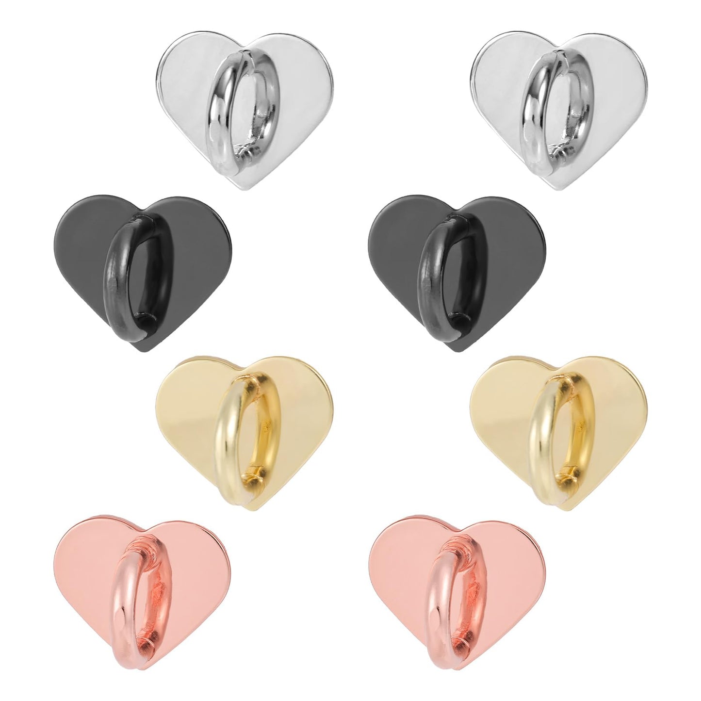 Gosknor 8Pcs Heart Cell Phone Ring Holder, Cute Phone Charm Hooks Adhesive Smartphone Finger Ring Grip Sticky Metal Loop Stand F
