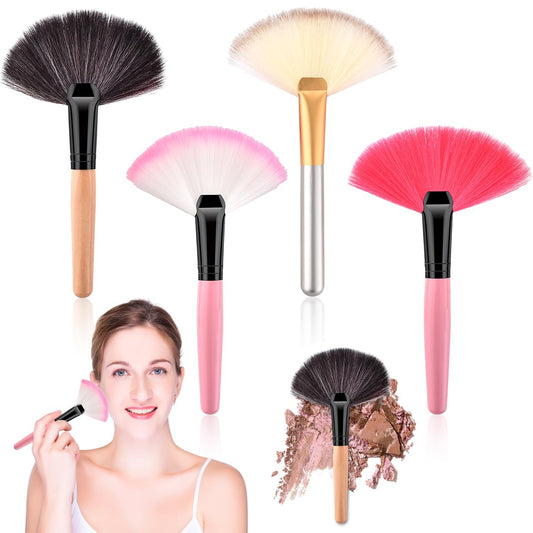 8 PCS Fan Brushes Soft Bristle Face Highlighting Blush Brush Professional Make Up Brushes Blush Loose Powder Brush Fan Mask Brush for Loose Powder Highlighting Blush