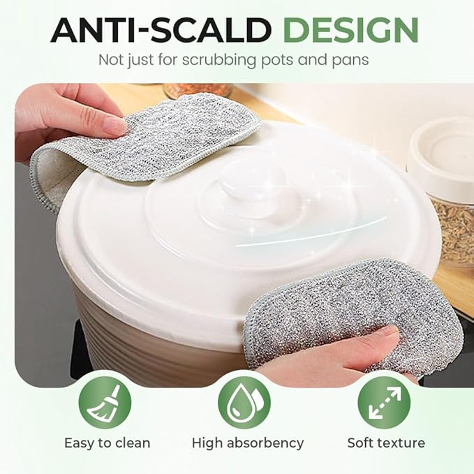 Fliwos Non-Scratch Wire Dishcloths, 2025 New Multipurpose Wire Miracle Cleaning Cloths Reusable Kitchen Dishwashing Rags Thickened Dishcloths for Wet and Dry (10 Pcs)