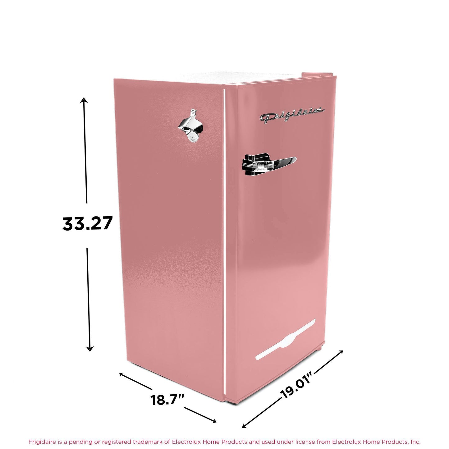 Frigidaire EFR376 Retro Bar Fridge Refrigerator with Side Bottle Opener, 3.2 cu. Ft, Pink/Coral