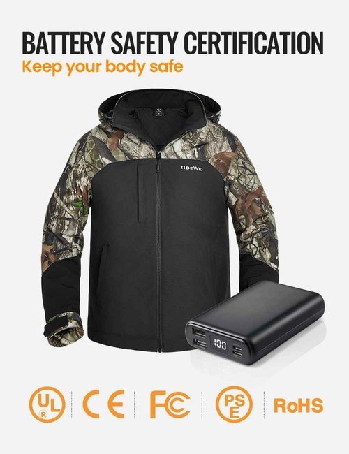 TIDEWE Heated Jackets for Men with Battery Pack, 180G Insulation Work Jackets, Water-resistant Coat (Black, Size XL)