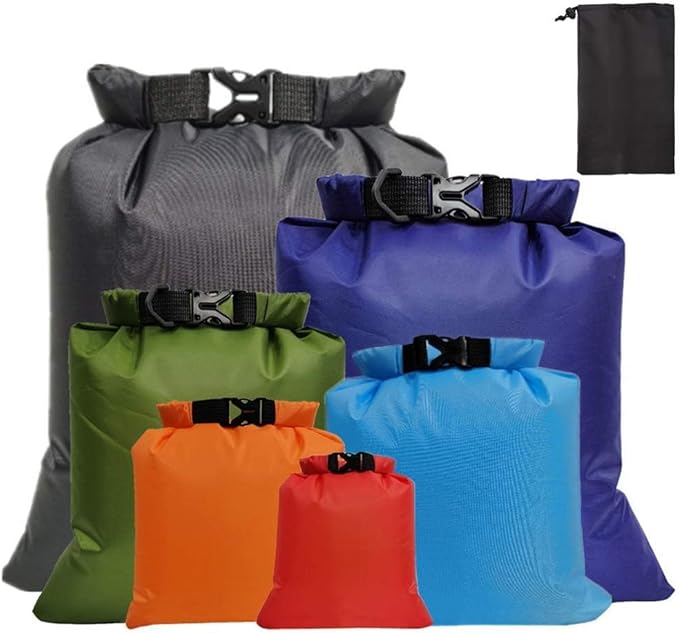 Pimoys 6 Pack Waterproof Dry Bags, Lightweight Outdoor Dry Sacks Ultimate Dry Bags for Kayaking Rafting Boating Camping (...