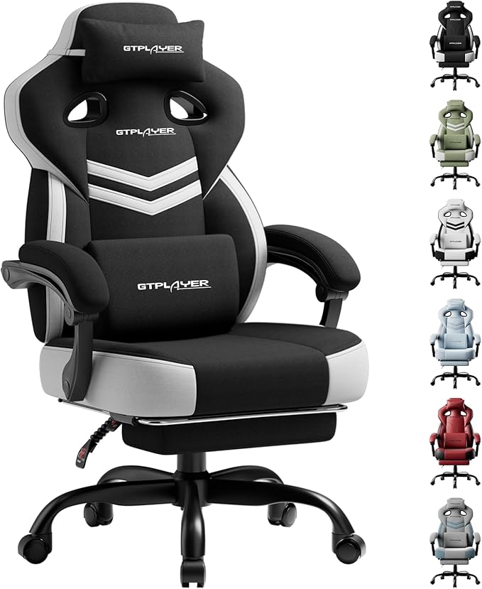 GTPLAYER Gaming Chair, Computer Chair with Footrest and Lumbar Support for Adults, 360°-Swivel Big & Tall Reclining Seat f...