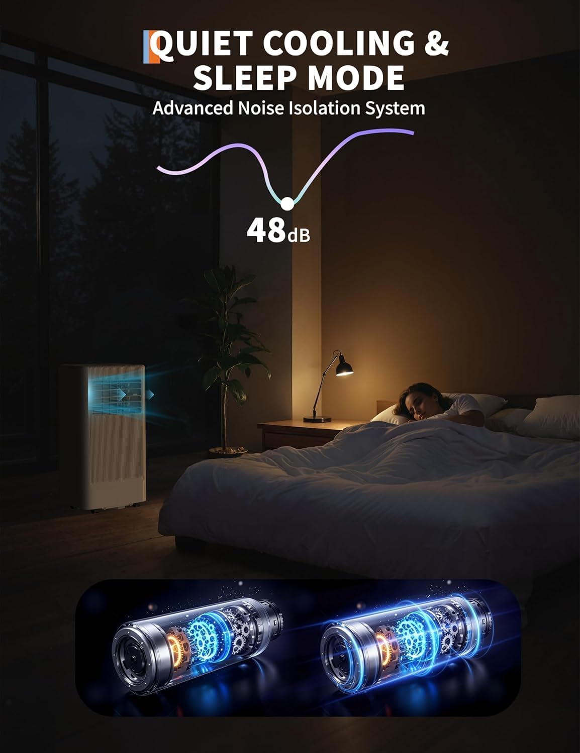 10,000 BTU Portable Air Conditioners - 3-in-1 Cooling, Dehumidifier & Fan - Low 50 dB, LED Display, 24H Timer, Sleep Mode, Remote, Window Kit - Cools Up to 450 Sq.Ft - Black Control Panel, US