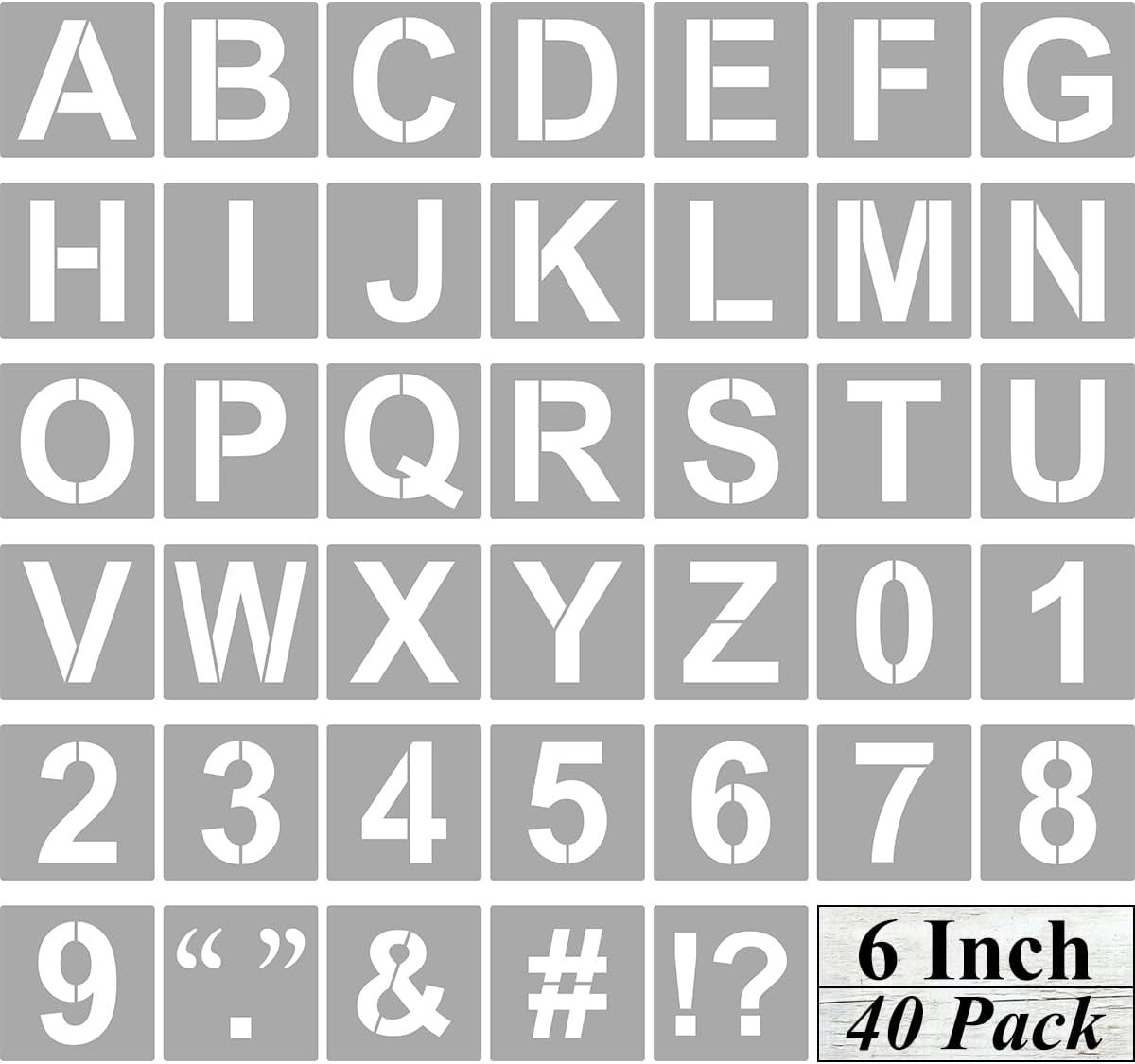 Alphabet Letter and Number Stencils 6 Inch - 40 Pack Large Letters and Numbers Stencil Templates with Signs for Painting on Wood, Reusable Number Letter Stencils for Chalkboard Signs & Wood Wall Art
