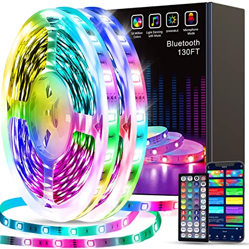 Tenmiro Led Strip Lights 130ft (2 Rolls of 65ft) Smart Light Strips with App Control RGB Led Lights for Bedroom，Music Sync...