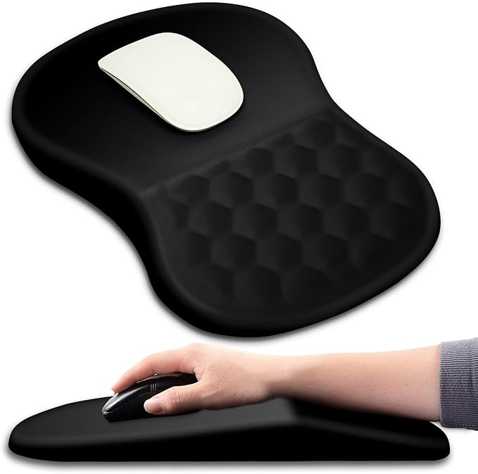 Hokafenle Ergonomic Mouse Pad Wrist Support with Massage Design, Wrist Rest Pain Relief Mousepad with Memory Foam&Non-Slip...