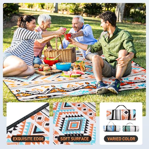 Picnic Blanket 80''x80'' Extra Large Outdoor Blanket, Waterproof Beach Blankets, Foldable Picnic Mat for Camping, Grass, P...