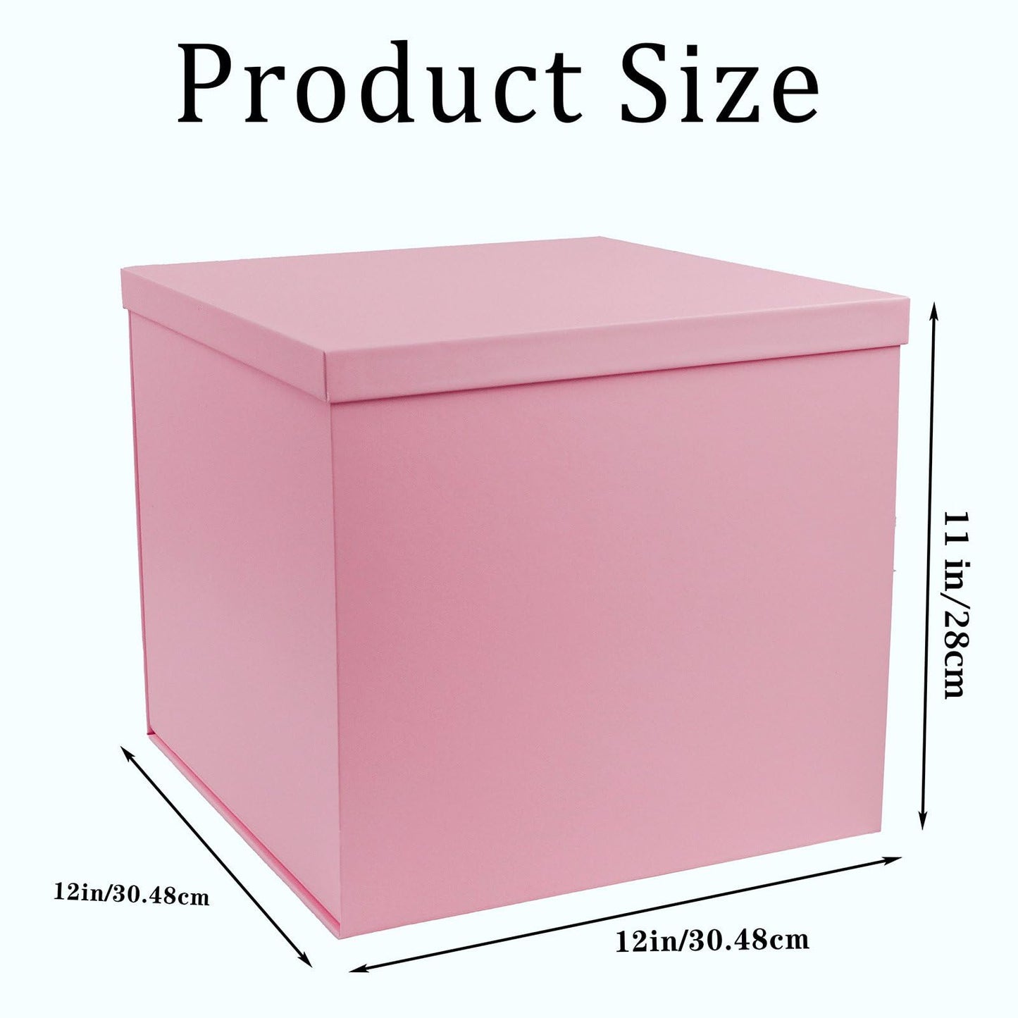 UoeRing Large Gift Box with Lid 12x12x11 Inch,Pink Gift Boxes for Presents Packaging for Birthdays,Valentine's Day,Mother's Day,Christmas with Ribbon Card Envelope Shredded Paper Fill (Matte Pink)