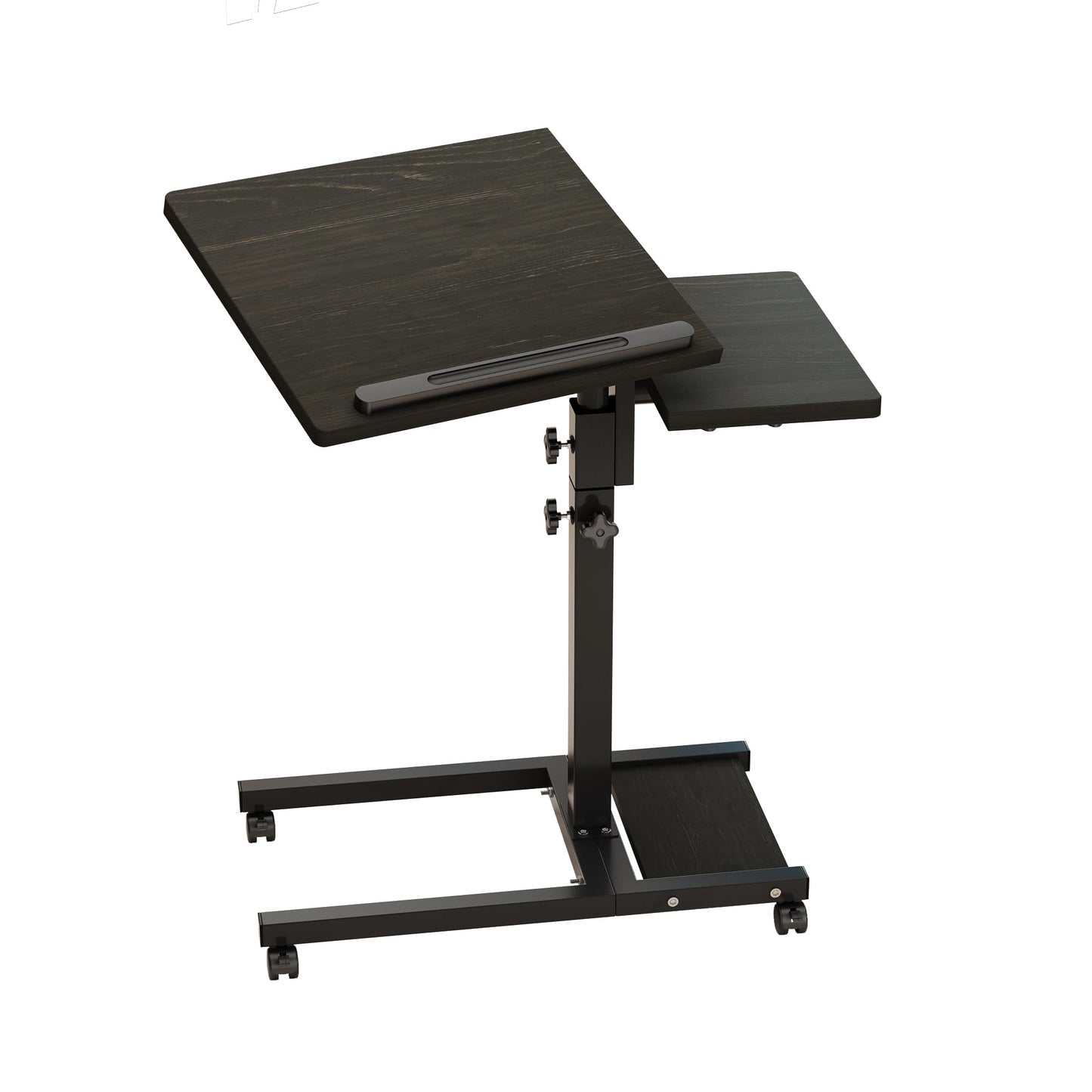 Laptop Desk Stand for Bed Portable Desk Overbed Bedside Table Mobile Rolling Foldable Table Adjustable Height with Locked Wheels & Mouse Pad Office Sofa