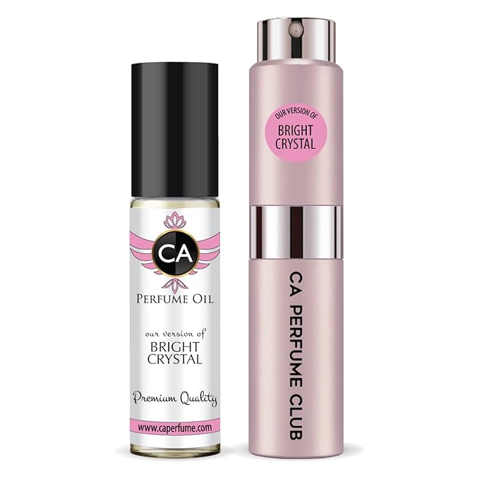 CA Perfume Duo Impression of Bright Crystal For Women Perfume Layering Set Long Lasting Travel Size EDP + Body Oil Roll-On Bottle 0.27 Fl Oz+0.33 Fl Oz