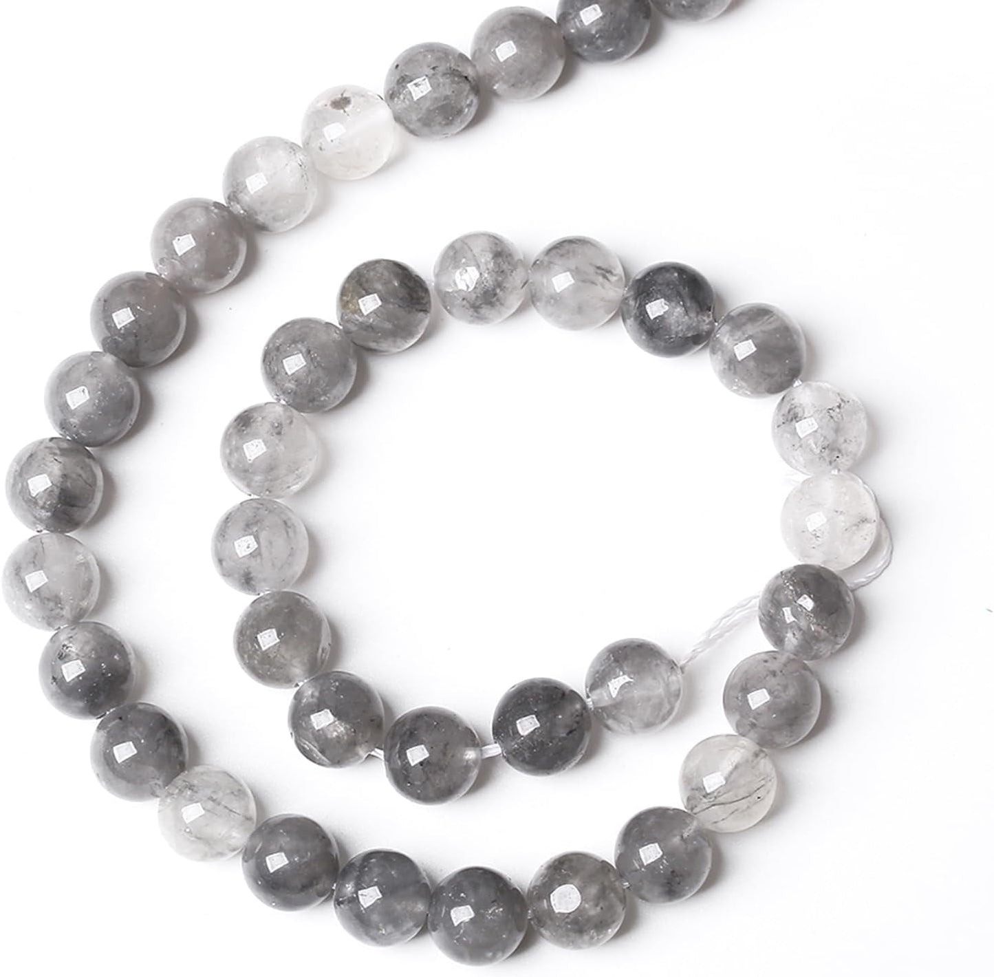 60pcs 6mm Natural Grey Cloud Crystal Stone Beads for Jewelry Making Energy Healing Power Stone Beads DIY Bracelet Necklace Accessories 15"(6mm, Grey Cloud Crystal)