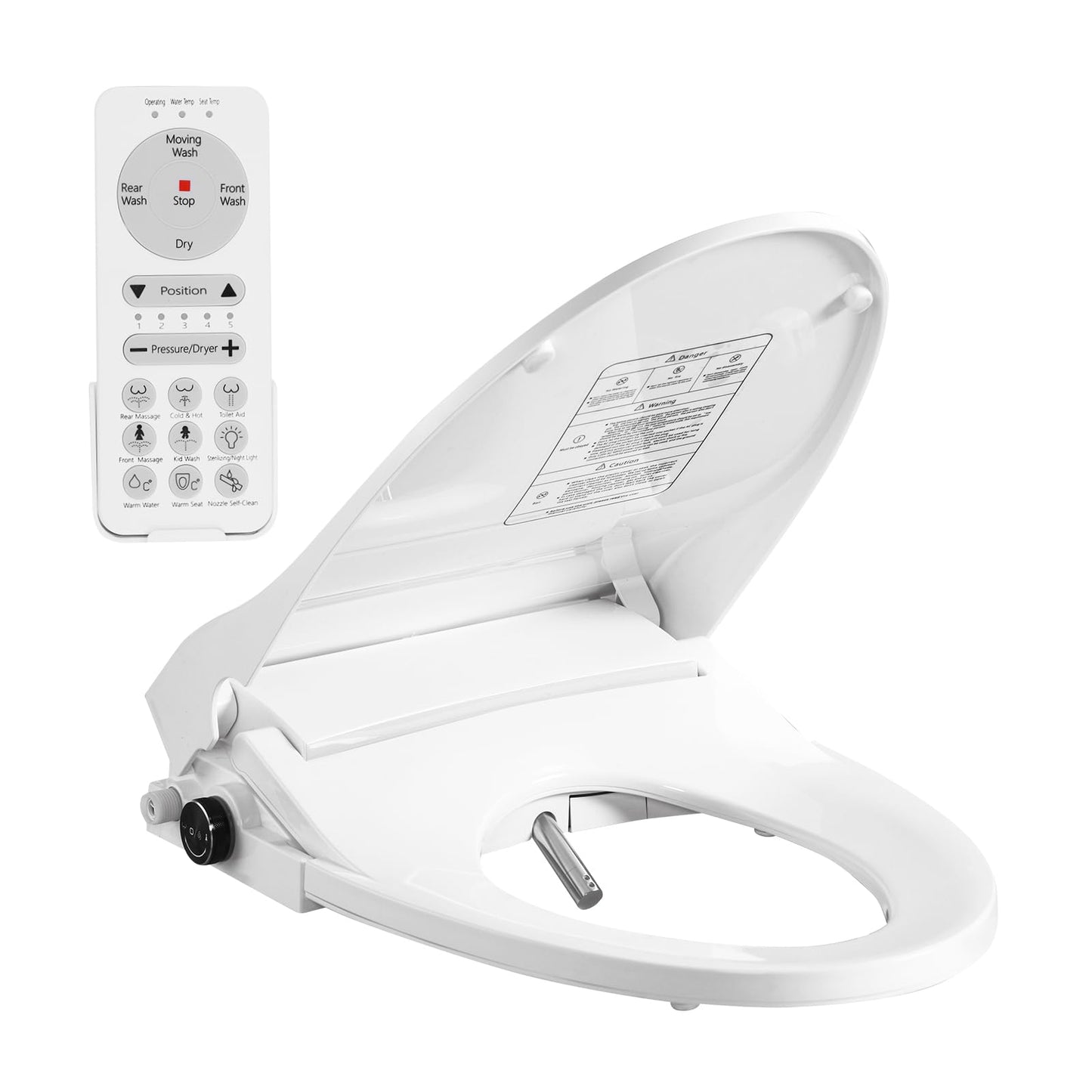 SIMENR Electric Bidet Toilet Seat Elongated, Instant Warm Water, Heated Seat with Dryer, Self-Cleaning Nozzle, Soft Close Lid & Night Light - Smart Bidet with Adjustable Temp, Pressure & Universal Fit