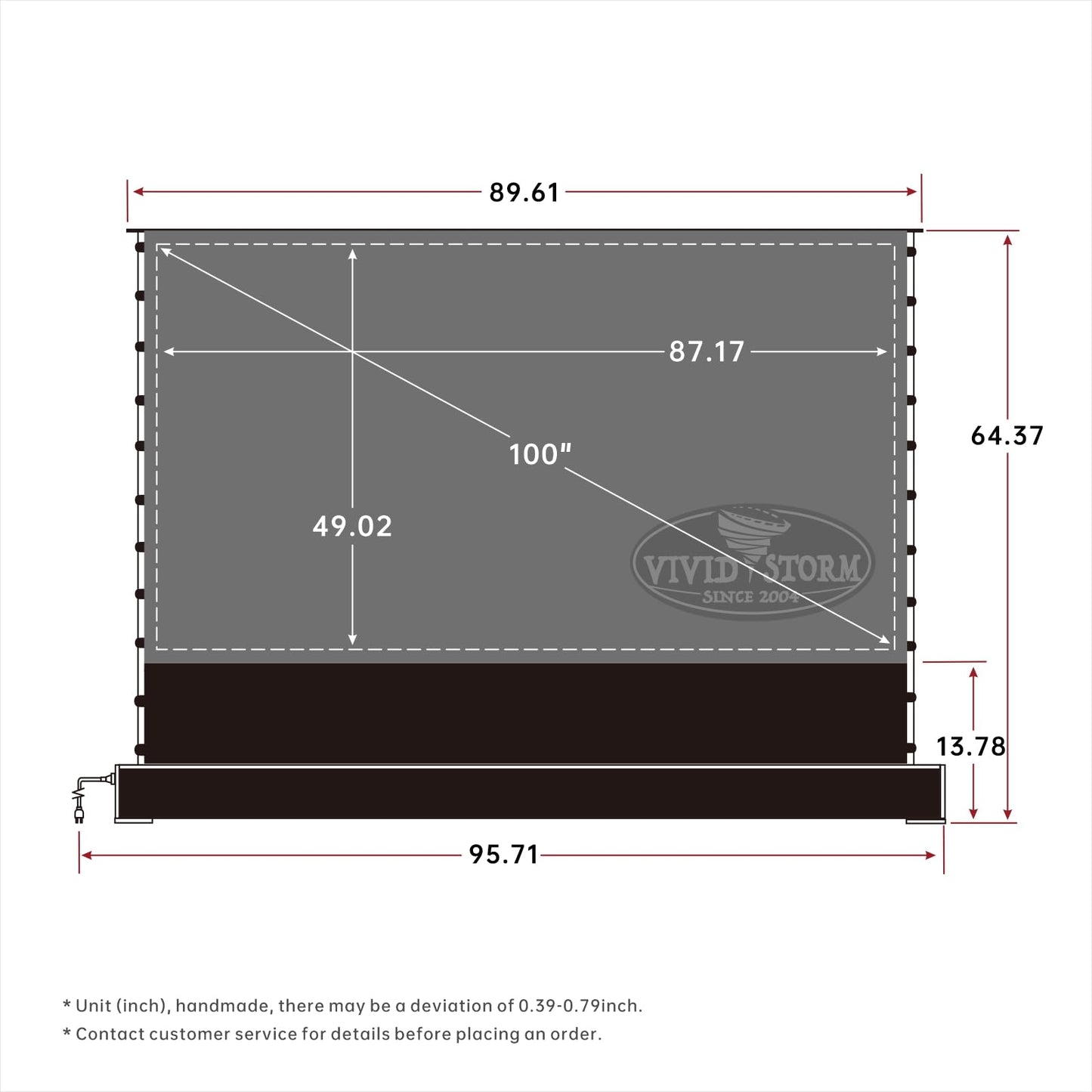 VIVIDSTORM Electric UST Projector Screen, Tensioned for Smooth Display, 4K/8K HDR Ready, Ideal for Home Theate,VWSDSTUST100H