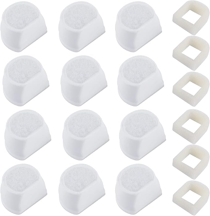MyfatBOSS 18PCS Carbon Filters and Foam Pre-Filter Replacement Set Compatible with Petsafe Drinkwell Avalon Pagoda Seascap...