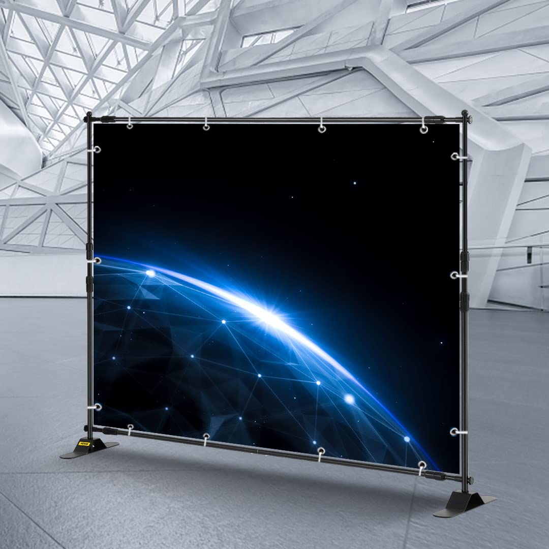 VEVOR Backdrop Banner Stand 8 x 8 Ft Adjustable Height Background Stand Backdrop with 1 Carrying Bag, Backdrop Stand for Parties Wedding Photo Booth Trade Show