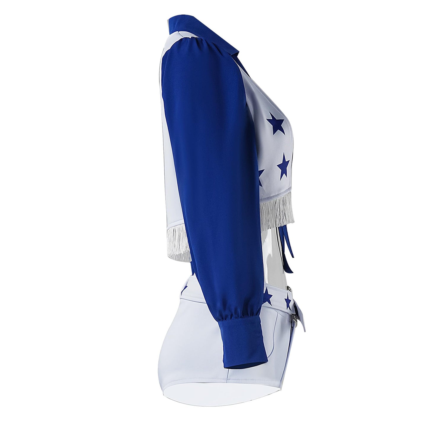 Yolata Adult Star Cowboy Cheerleader Costume Women High School Cheerleading Uniform Two Piece Set (Blue, L), Large