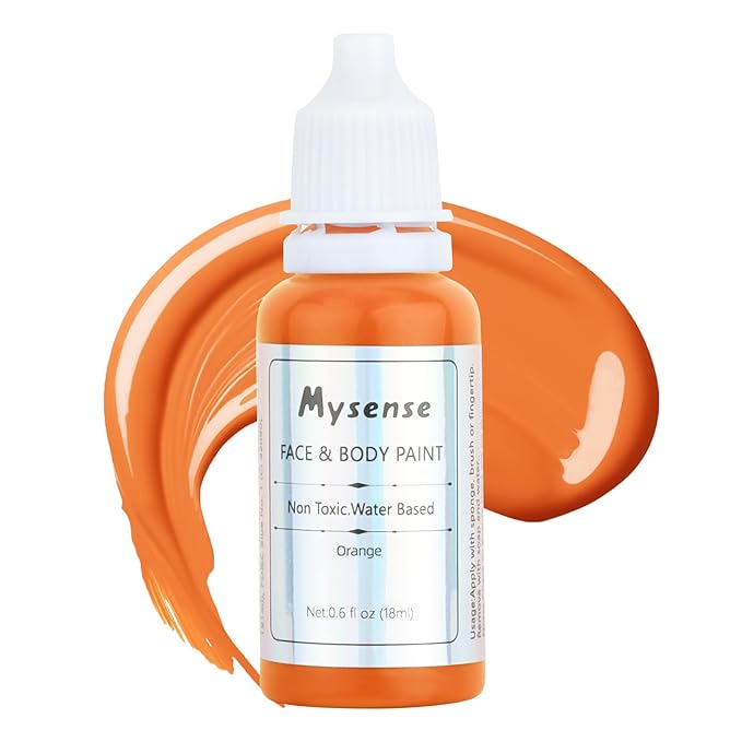 Mysense Orange Face Body Paint,Water Based Washable Face Paint,Non-toxic Cream Body Paint for Adults and Children Halloween Costume SFX Pumpkin Cosplay Makeup,0.6oz