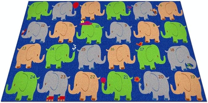 KIDCARPET.COM Elephant Seating Area Rug, 7'6" x 12', Multicolored, Educational Classroom Rug, Kids Learning Play Mat | Area Rug for Bedroom or Playroom