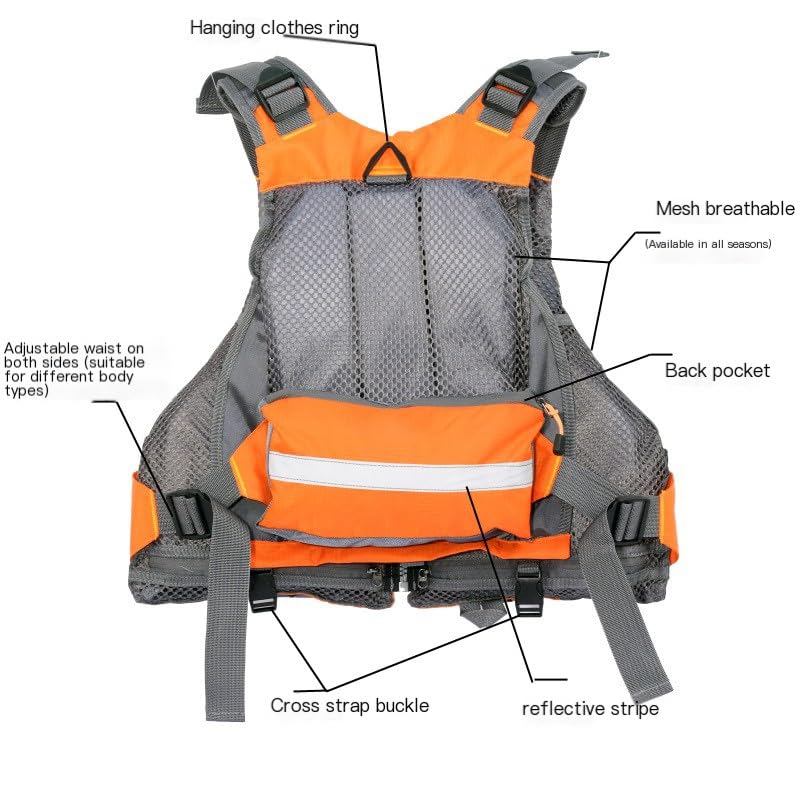 JKSPORTS Fly Fishing Vest - Fishing Safety Life Jacket for Swimming, Sailing, Boating, Kayak - Floating Multifunction Brea...
