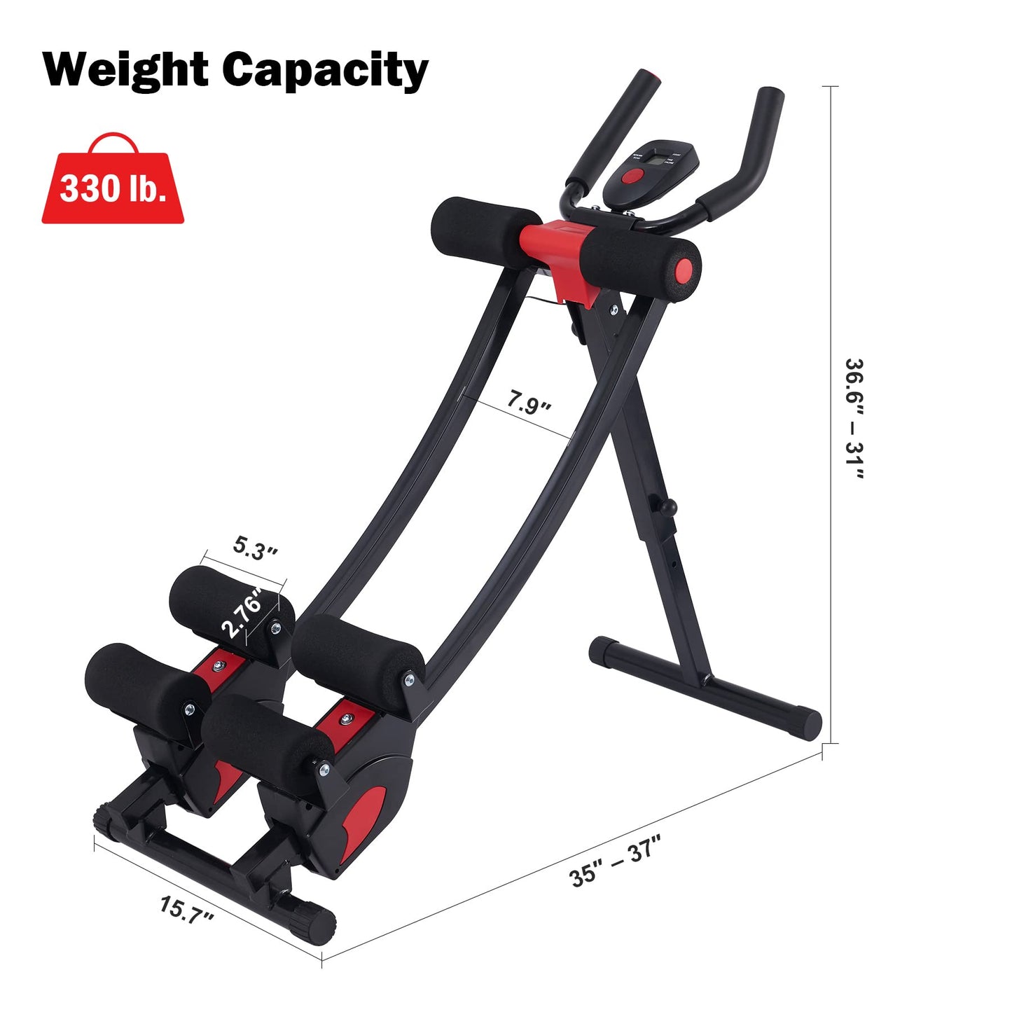 ZELUS Ab Crunch with Digital Display | Abdominal Training Machine with Independent Glide Paths and 4 Intensity Levels | Home Gym Ab Trainer Machine for Abdominal Leg and Arm Fitness, 330lb Cap