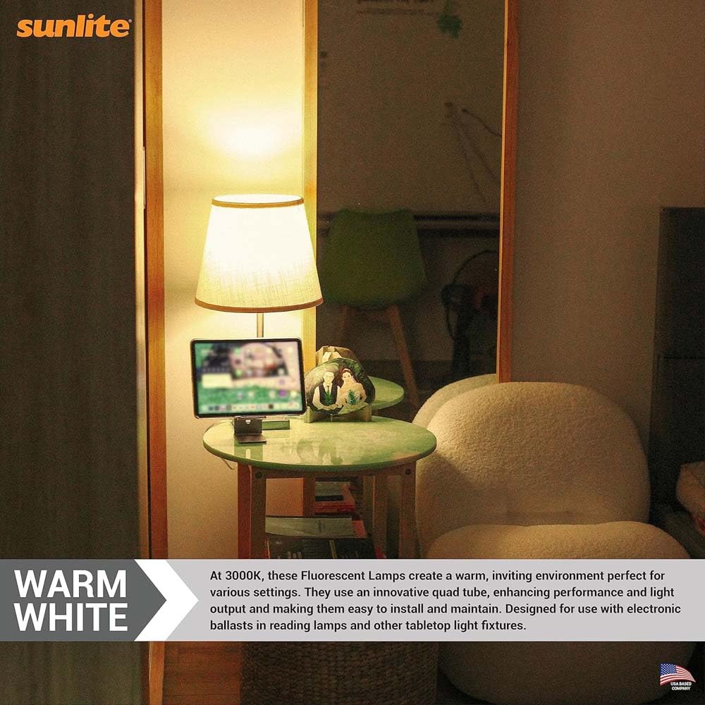 Sunlite 40531 FML27/65K/2PK Quad Tube Plug-in Compact Fluorescent Lamp, FML 4-Pin, 27 Watts, 1500 Lumens, 6500K Daylight, 4-Pin (GX10q4) Base, 120 Volts, 2 Pack