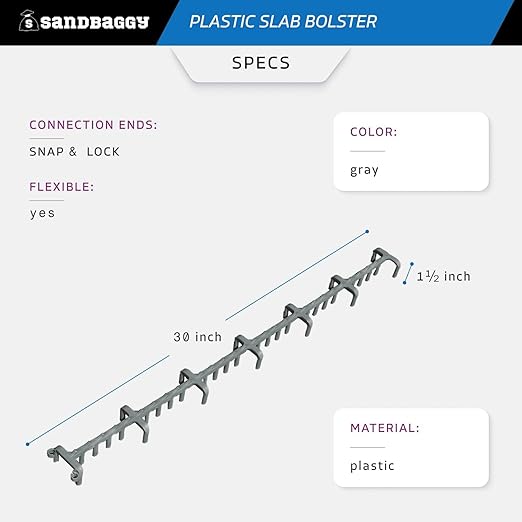 Sandbaggy Plastic Slab Bolster - Continuous Rebar Support Chair - Snap & Lock Ends, Flexible Design - 29 Rebar Capacity (200, 1-1/2 in x 2.5 ft (H x L))