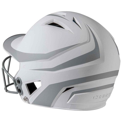 CHAMPRO HX Rise Legend 2-Tone Matte-Finish Fastpitch Softball Batting Helmet with Facemask, Large, Silver