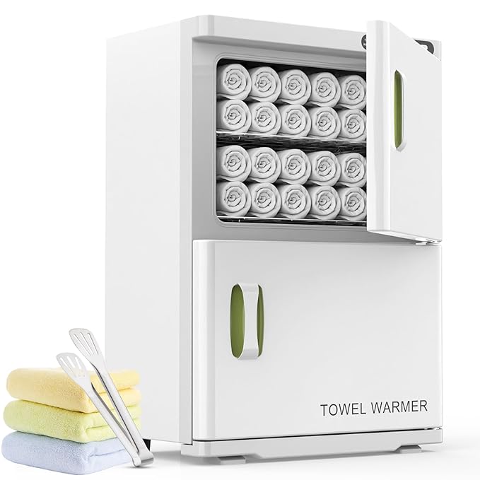 ADVWIN 46L Hot Towel Warmer Cabinet, Towel Warmer for Spa Salon, Professional Large Capacity Towel Double Cabinet for Bathroom, Esthetician (white, 46L)
