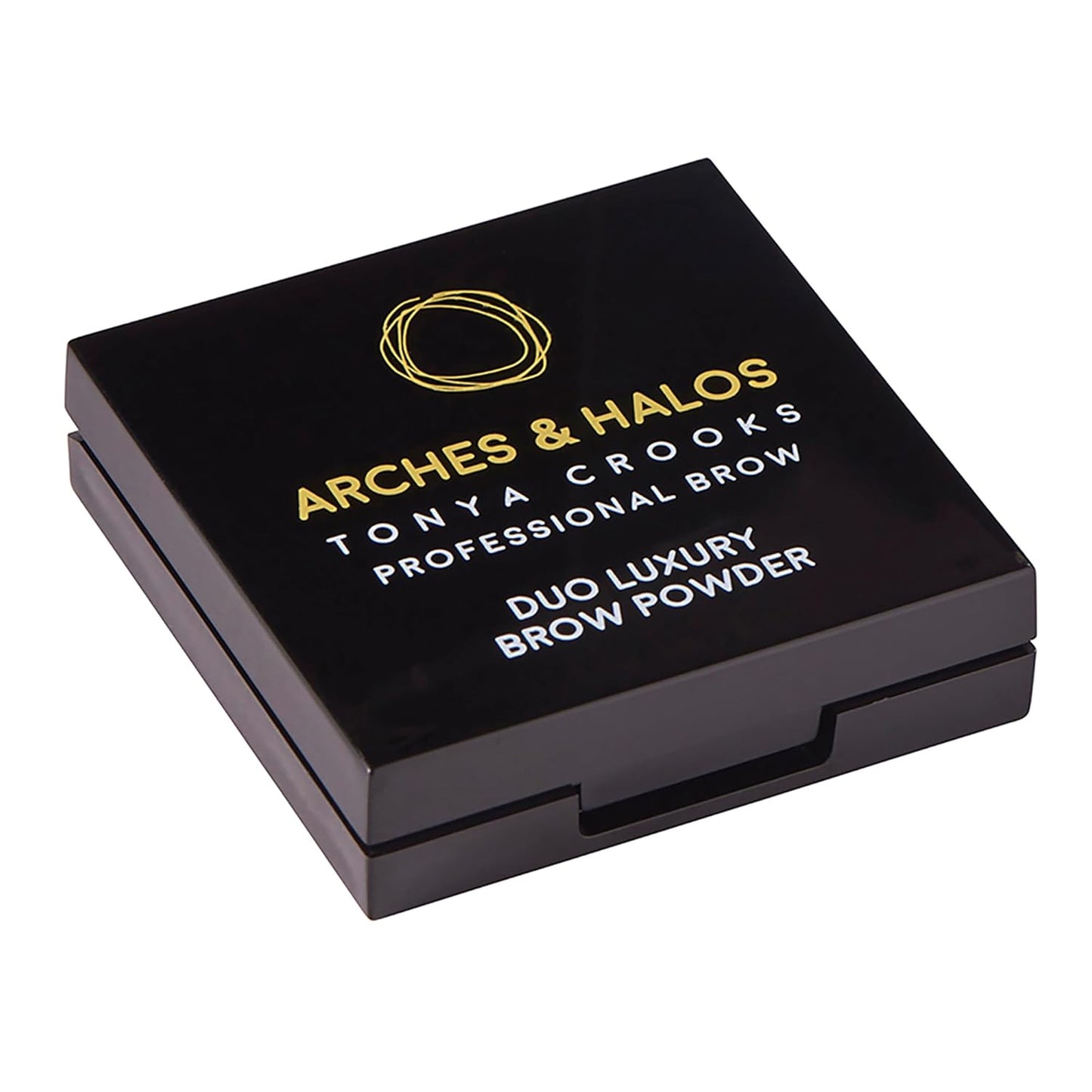 Arches and Halos Duo Luxury Brow Powder - Eyebrow Shaper and Color - Powder Compact with 2 Neutral Shades - Dark Brown - 0.1 oz