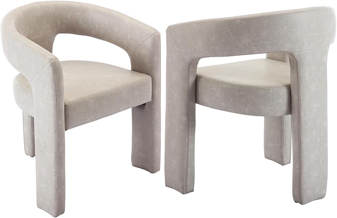 DAYALANE Modern Barrel Dining Chair, Upholstered Faux Leather Kitchen Chairs with Arms Comfy Side Chair for Living Room/Dining Room/Reception, Pu Grey