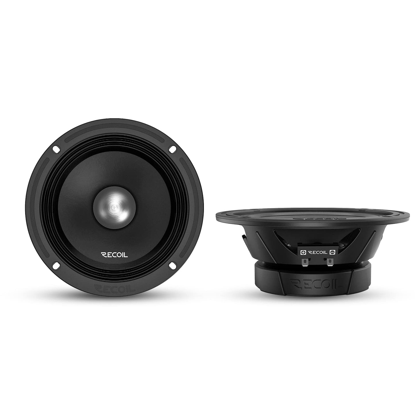 Recoil Ms65-4P 6.5-Inch Midrange Pro Audio Car Speakers, 600 Watts Max, 300 Watts Rms, 4Ohm, 1.5-Inch High Temperature Kapton Vo