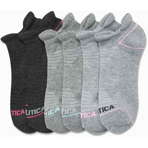 Nautica Womens Ankle Socks - 6 Pack Cushioned Low Cut Tab Breathable Athletic Socks with Arch Support Running Sock for Women