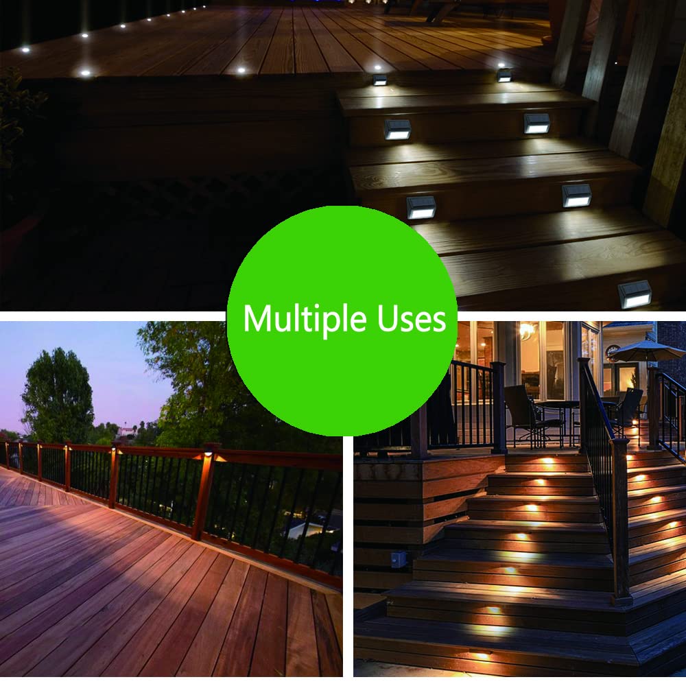 Follateas Solar Lights Outdoor, Waterproof Solar Powered Deck Step Lights for Patio Garden Backyard Garage Driveway Pathway Outside Wall Lighting (Warm White/6 Pack)
