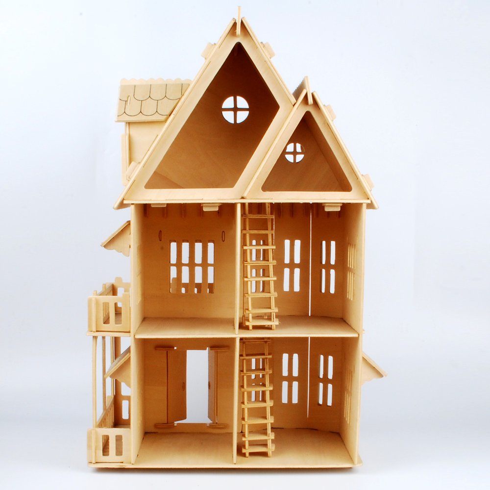 NWFashion Children's 17" Wooden 6 Rooms DIY Kits 3D Puzzle for Christmas Party Halloween House (Gothic)