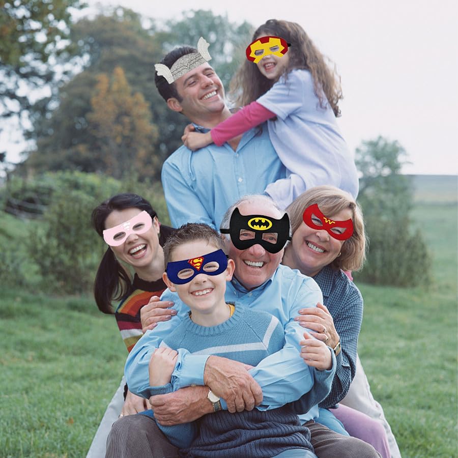 RONGSENI Superhero Masks for Kids Adults, 35pcs Costume Masks Cosplay Eye Masks Party Favors Supplies Birthday Decorations