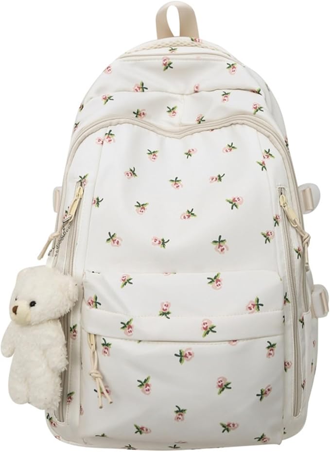 MININAI Cute Floral Printed Backpack for Women Preppy Kawaii Aesthetic Laptop Bookbag Coquette Work Travel College Daypack...