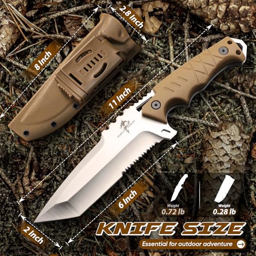 Purple Dragon Fixed Blade Knife - Tanto Knife with D2 Steel Blade and G10 Handle - Camping Knives with Sheath for Bushcraf...