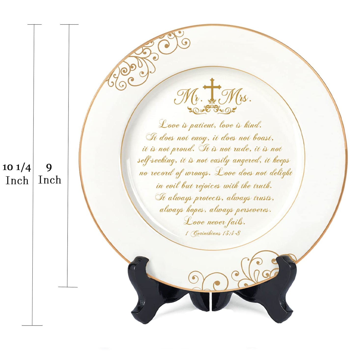 Urllinz Best Anniversary Wedding Gifts for Couples Unique 2025 - Mr and Mrs Plate with 24k Gold Foil Decorations, Newlywed Bridal Shower Engagement Gift for Her Him, Ceramic 9"