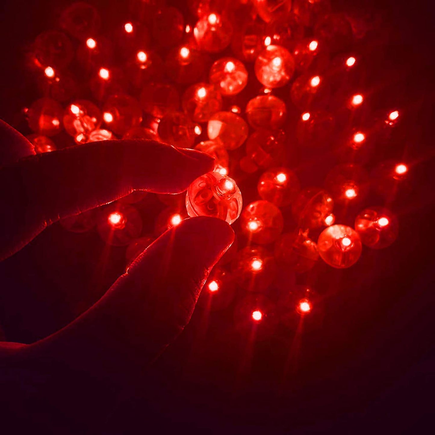 JJGoo 100Pcs Red LED Balloon Lights, Waterproof Flash Round Tiny Led Light for Paper Lantern Easter Egg Pumkin Birthday Party Wedding Decoration