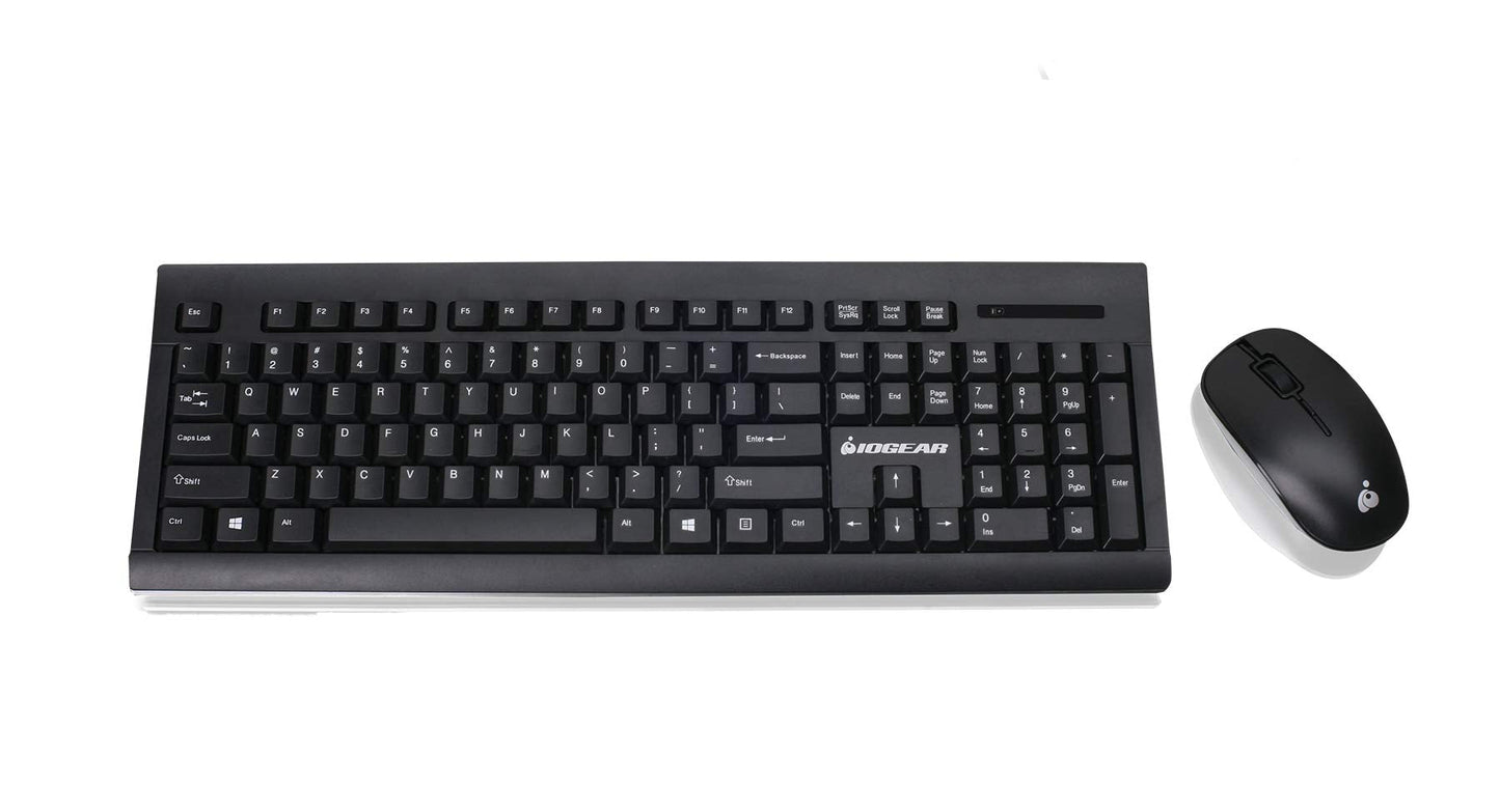 Iogear Wireless Keyboard And Mouse - 2.4Ghz Full-Size Mouse Keyboard Combo - Spill-Resistant/Spill-Proof - Mac (10.2.X Or Later)