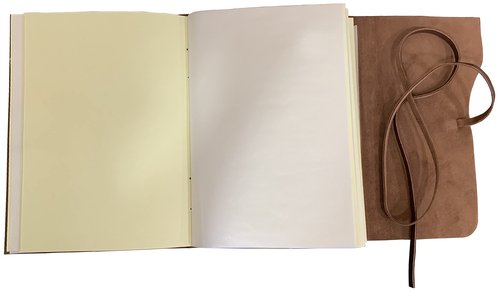 Rustic Town Full Grain Leather Photo Album with Gift Box - Scrapbook Style Pages (Large, Brown)