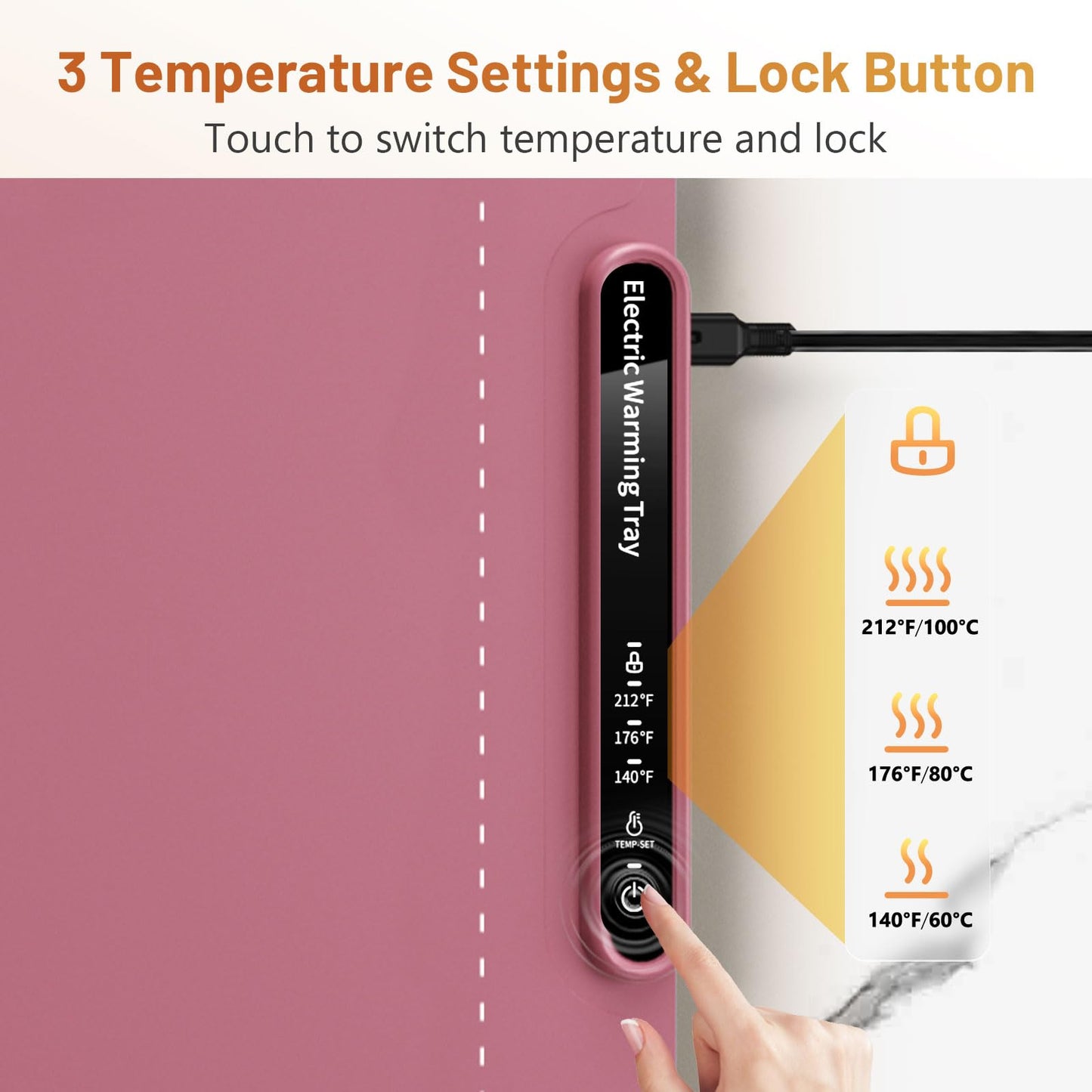 Food Warming Mat, Full Surface Heating Silicone Electric Warming Tray with 3 Level Temperature Settings, Auto Shut-Off, Foldable Roll Up Food Warmer for Parties Buffets, Gatherings