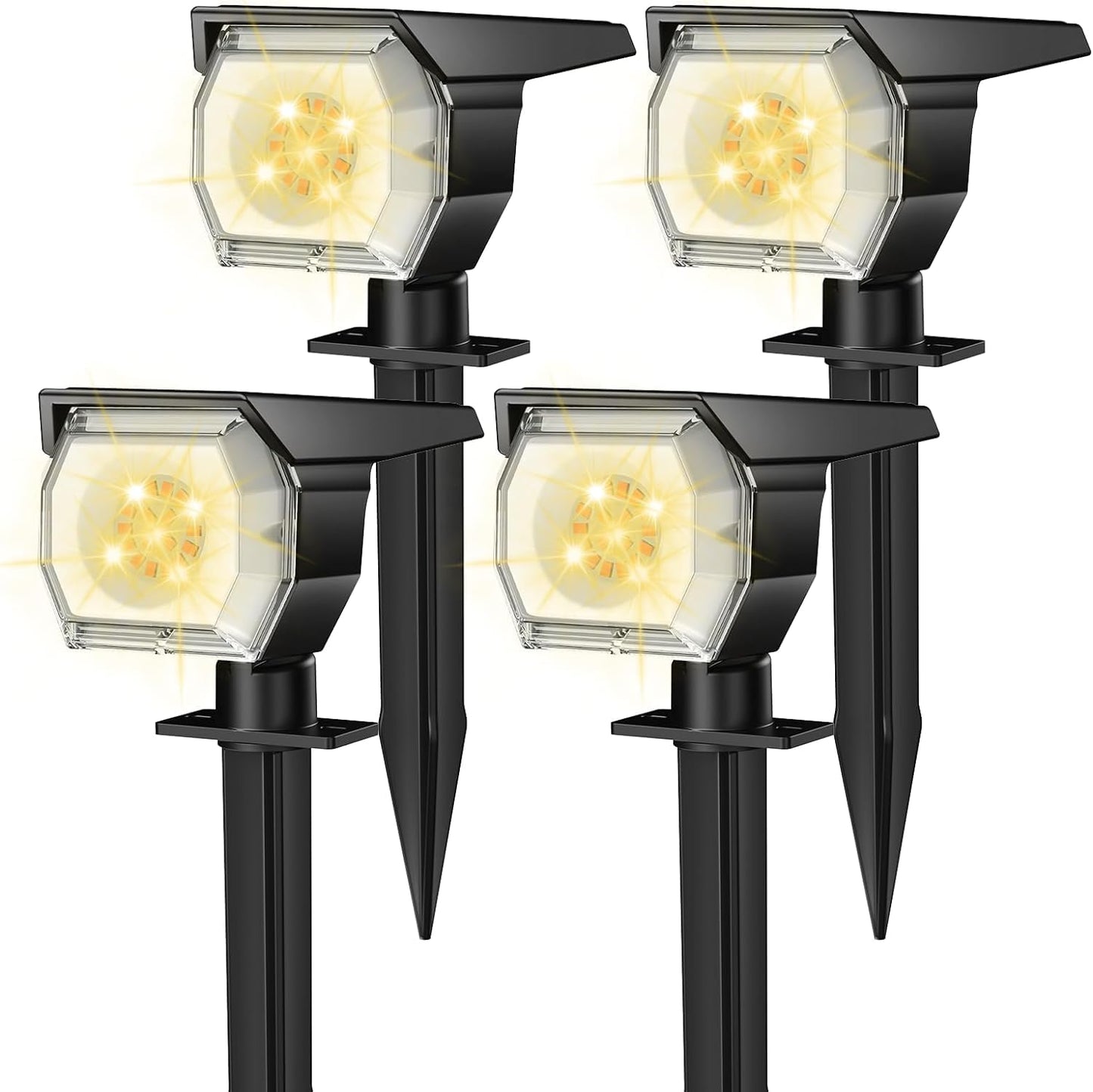 EIUIO Solar Outdoor Lights, 3 Lighting Modes Solar Spot Lights Outdoor with Auto On/Off, Waterproof Landscape Lighting for Garden Yard Pathway