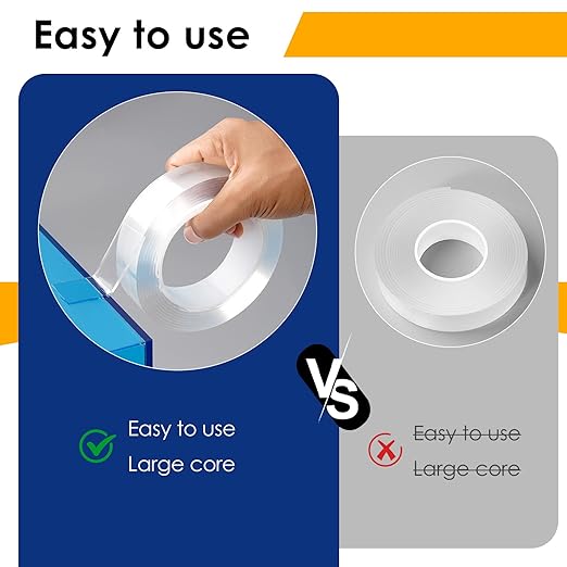 5 Packs Double Sided Tape Heavy Duty, Nano Tape Mounting Tape Clear Multipurpose Strong Adhesive Tape for Home, Office, 1.2 in × 9.85 FT,